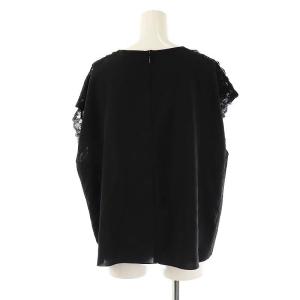 UNITED ARROWS レースコンビ フレンチスリーブブラウス プルオーバー 黒 /CX OS