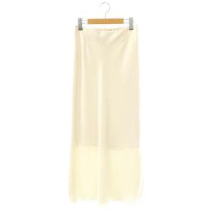24AW ダブルサテンスカート ロング 36 オフホワイト /DF OS