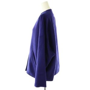 SYBILLA SUPER120番手ダブルボタンショートリバーコート ノーカラー M パープル /HK OS
