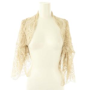 サークルラメレースボレロニット 七分袖 M ベージュ /HK OS