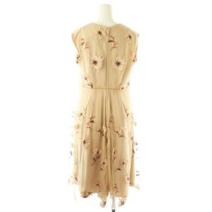 SYBILLA マーガレット刺繍チュールドレスワンピース 膝丈 ノースリーブ M ベージュ /HK OS