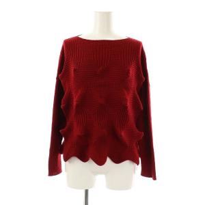 ウェーブデザインプルオーバーニット セーター 長袖 ウール M 赤 /NR OS