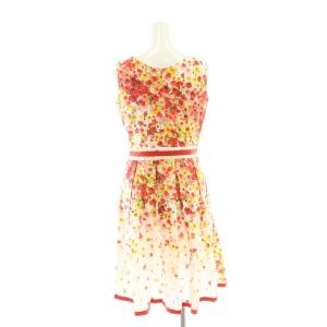 BLUGIRL BLUMARINE フラワープリントノースリーブワンピー ス 膝丈 I40 レッド /HK OS