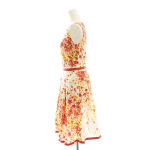 BLUGIRL BLUMARINE フラワープリントノースリーブワンピー ス 膝丈 I40 レッド /HK OS