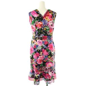 TADASHI SHOJI フラワーフレアノースリーブワンピース 膝丈 XS マルチカラー /HK OS