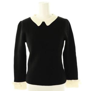 スカラップカラー バイカラーニット セーター 長袖 38 ブラック /HK OS