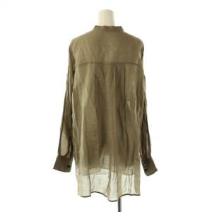 Spick&Span リネンオーバーシャツ バンドカラー カーキ /MI OS