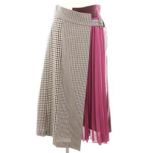 イレヘム配色ラップスカート フレア ミモレ ロング 38 白 ホワイト 紫 パープル /AT OS