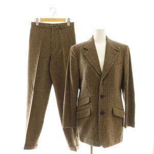 セットアップ ウール テーラードジャケット パンツ チェック 9 11 茶 /MI OS
