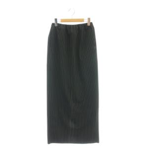 ストライプ ウエストゴム マキシスカート タイト ロング 0 黒 ブラック /AT OS SH