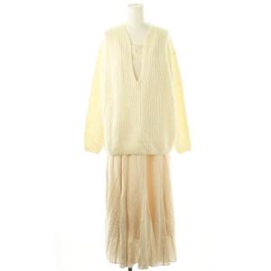 23AW 深Vニットセットキャミワンピース セーター 長袖 ロング 0 アイボリー /NR OS