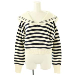 24SS セーラーニットトップス カットソー ボーダー F 白 紺 /MI OS