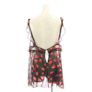 Hysterics スカルベリー シフォン ノースリーブ トップス カットソー F ブラック レッド /HK OS