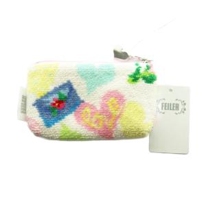 FEILER ミニポーチ ハンカチ 2点セット ラブレターハート マルチカラー 白 ホワイト ピンク /SS OS