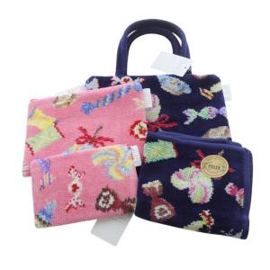 キャンディーバー 福袋 バッグ ポーチ ティッシュカバー ハンカチ 4点セット 紺 ネイビー ピンク /SR41