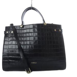 LADY M L TOTE 型押し トートバッグ ショルダーバッグ 2way 斜め掛け レザー ブラック