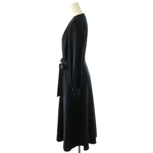 ANAYI ウールジョーゼットVネックワンピース 前開き 36 濃紺 ダークネイビー /CX OS