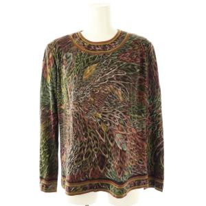 ファッション FASHION ウールシルクフェザープリントカットソー 長袖 M ブラウン /HK OS