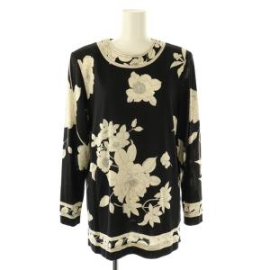 ファッション FASHION ウールシルクフラワープリントカットソー 長袖 M ブラック /HK OS