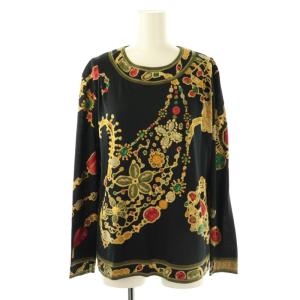 ファッション FASHION ウールシルク宝石柄カットソー 長袖 M ブラック /HK OS