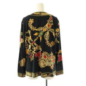 LEONARD ファッション FASHION ウールシルク宝石柄カットソー 長袖 M ブラック /HK OS