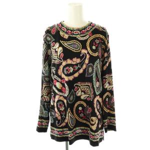 ファッション FASHION ウールシルクペイズリー柄カットソー 長袖 M ブラック /HK OS