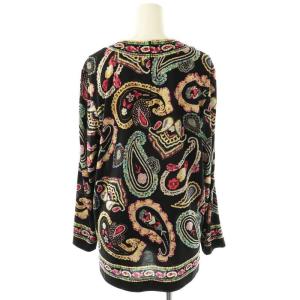 LEONARD ファッション FASHION ウールシルクペイズリー柄カットソー 長袖 M ブラック /HK OS