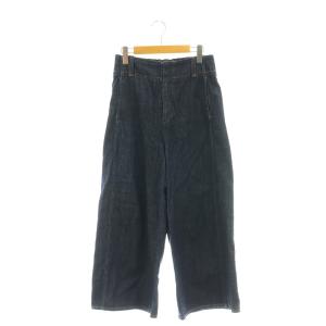 オーガニックコットンデニム ワイドクロップドパンツ ジーンズ 36 紺 ネイビー 12-04-31-04136