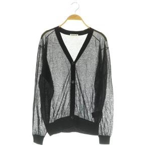 24SS VOILE Vネック ニットカーディガン 長袖 シアー ブラック /MY OS