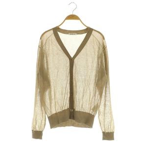 24SS VOILE Vネック ニットカーディガン 長袖 シアー ベージュ /MY OS