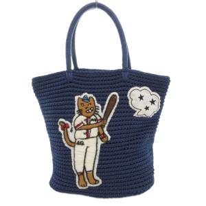 コードバッグ トート ネコ刺繍 ワッペン 紺 ネイビー /UO SH