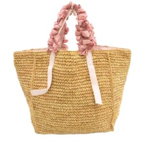 LUDLOW ラフィアグレープハンドルバッグ トート 生成り ピンク /UO SH