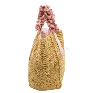 LUDLOW ラフィアグレープハンドルバッグ トート 生成り ピンク /UO SH