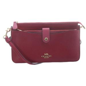 ノア ポップアップ メッセンジャー カラーブロック ショルダーウォレット ロゴ レザー ピンク /SR