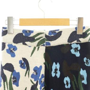 christian wijnants ニットスカート フラワープリント ロング フレア S 紺 ネイビー 白 ホワイト /SS OS