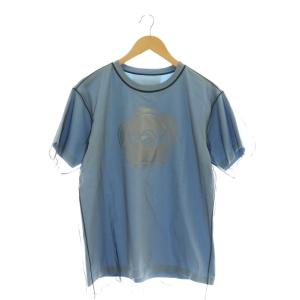 チュールドッキングロゴTシャツ カットソー XS/S ライトブルー ブラック ホワイト /DO OS