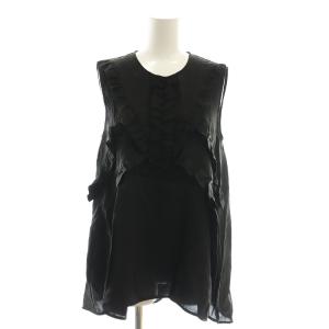 フリル ノースリーブブラウス 34 黒 ブラック /SS OS