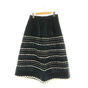 スカート 装飾 ロング フレア コットン 2 黒 ブラック /SS OS