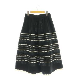 sea NEW YORK スカート 装飾 ロング フレア コットン 2 黒 ブラック /SS OS