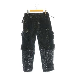 sea NEW YORK カーゴパンツ フラワー刺繍 2 黒 ブラック /SS OS