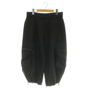 モヘヤ ウール カーゴパンツ ワイド バルーン イタリア製 38 ブラック /MY OS