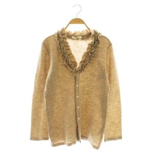 フロート縮絨 フリル カーディガン ニット 長袖 ウール 2 ベージュ /NR OS