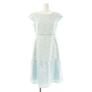 WHITE JASMINE ドレス ワンピース 刺繍 フレンチスリーブ 0 ライトブルー 白 /MI OS