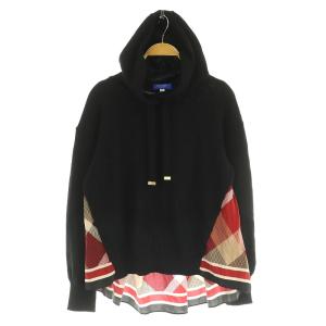 チェック切替コットンニット パーカー セーター 長袖 38 ブラック /MY OS