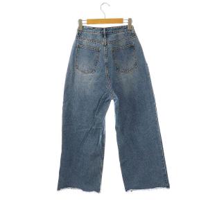 Mystrada 24SS ハイウエストタックデニム パンツ ジーンズ ワイドパンツ 34 ブルー /DF OS