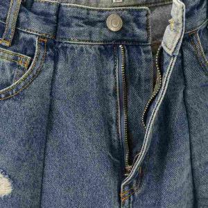 Mystrada 24SS ハイウエストタックデニム パンツ ジーンズ ワイドパンツ 34 ブルー /DF OS