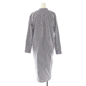 Polo by Ralph Lauren バンドカラー ストライプ柄 シャツワンピース ミモレ ロング 0 白 ホワイト 紺 ネイビー /AT OS