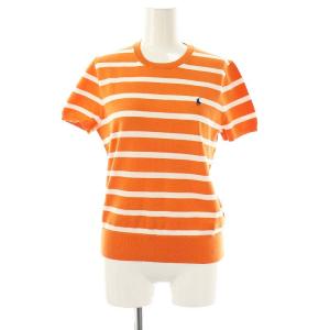 Polo by Ralph Lauren 近年モデル ボーダー柄 クルーネック アンサンブル ニット カーディガン 半袖カットソー XS S オレンジ
