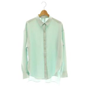 25SS シーズンカラープレーンシャツ ブラウス 長袖 前開き グリーン /NR OS