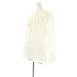 BALLSEY 24AW ハイカウントサテン スタンドカラーシャツ ブラウス 長袖 36 ホワイト /DF OS